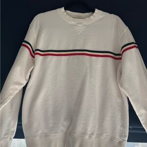 Brandy Melville Cream Sweatshirt with Red and Black Stripes